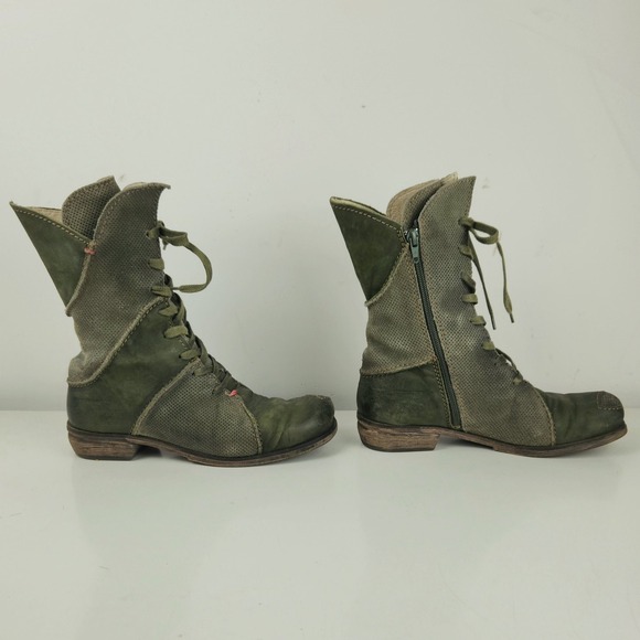 Rovers Womens Boots Green Leather Lace Up Zip Ankle Mid Calf Casual Stylish - Picture 5 of 12